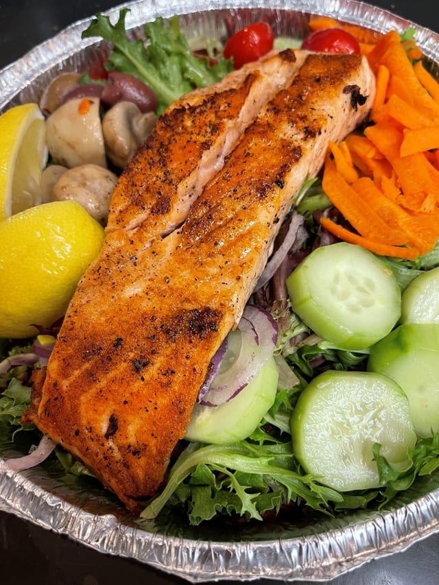 GRILLED SALMON SALAD.